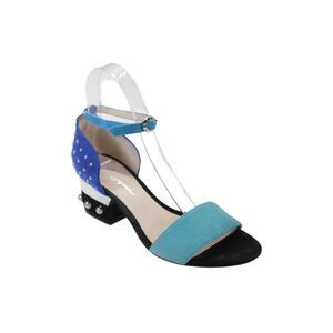 Isa Japia Womens Leather Studded Ankle Strap Sandals Heels Blue Size 36.5 6.5